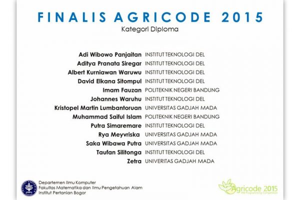 Pengumuman Agricode 2015 JTK