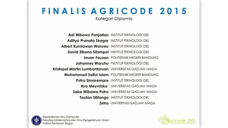 Mahasiswa JTK Lolos ke Babak Final Agricode 2015 IPB